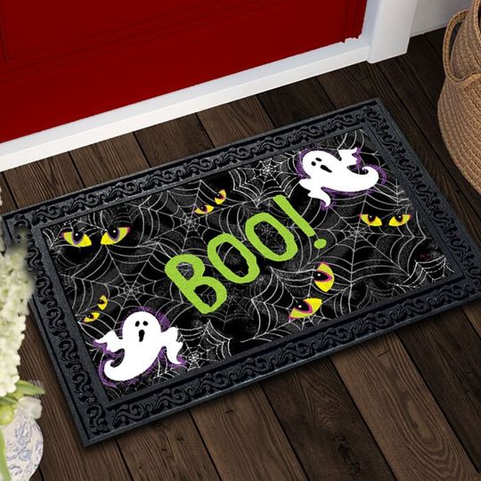 Discover Doormat, Halloween Ghosts and Webs Doormat