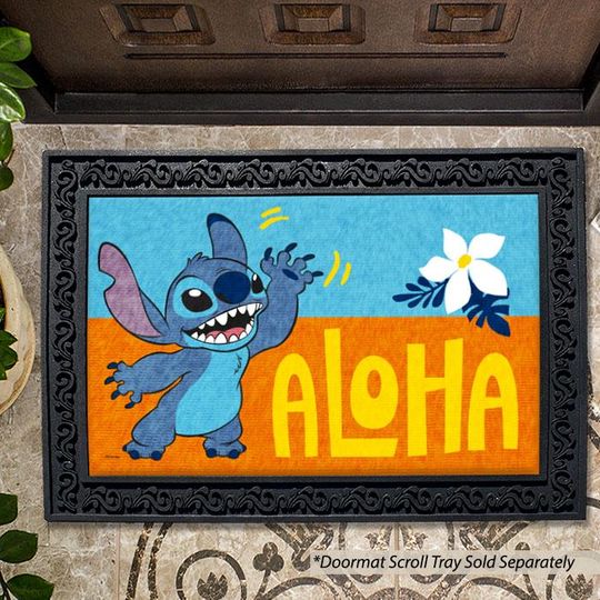 Discover Stitch Aloha Summer Doormat, Disney Summer Welcome Mat, Lilo and Stitch Disney Home Decor Housewarming Gift, Beachhouse Pool Decor Door Mat
