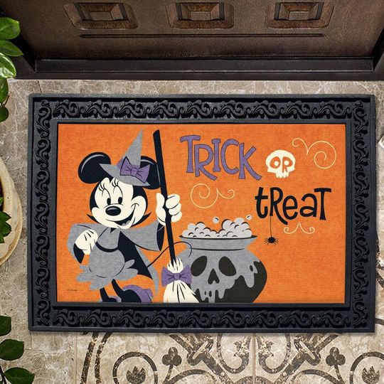 Discover Disney, Disney Minnie Mouse Witch Trick or Treat Doormat