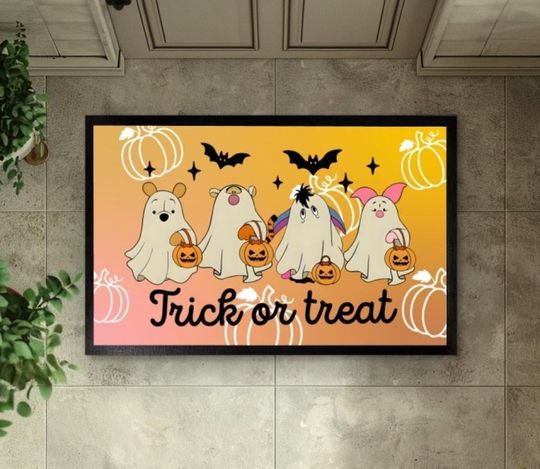 Discover Winnie the Pooh Halloween Doormat, Pooh And Friends Ghost Welcome Mat, Disney Trick or Treat Home Decor, Spooky Pooh Bear Fall Floor Mat
