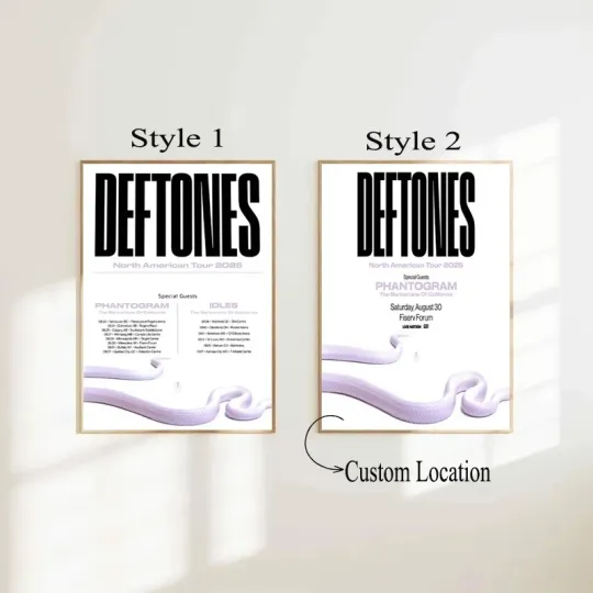 Deftone North American 2025 Tour Poster - Personalized Vertical Concert Print