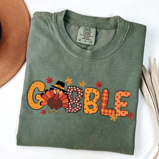 Gobble Thanksgiving Shirt, Thankful Tee, Funny Thanksgiving Turkey Tee, Family Thanksgiving Shirts