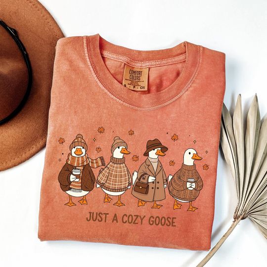 Discover Comfort Colors Fall Goose Shirt, Autumn Cozy Silly Goose Tshirt, Fall Vibes, Autumn Thanksgiving Tee, Coffee Pumpkin Gourd Shirt
