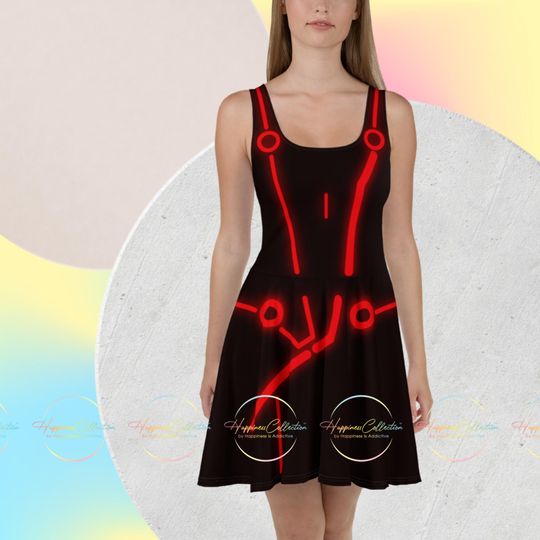 Discover TRON Disneybound Skater Dress - Red Futuristic Cosplay Outfit