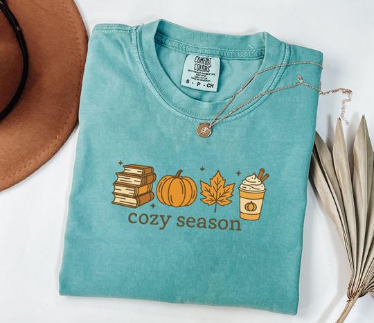 Cozy Season Shirt, Books Lover Fall Gift, Pumpkin Season Shirt, Cute Pumpkin Shirt, Autumn Leaf Shirt, Fall Shirt