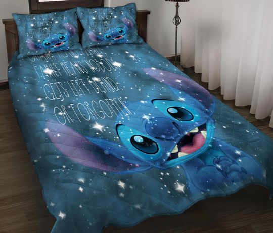 Stitch Quilt Bed Set, Ohana Means Family Quilt Set, Disney Cartoon Bedroom Decor, Lilo And Stitch Bed Quilt, Decor Home