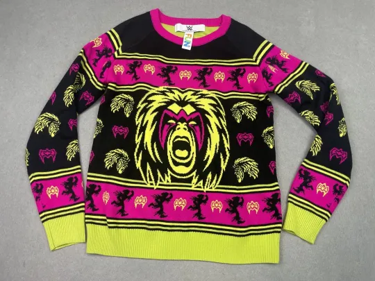 Ultimate Warrior Christmas Pro Wrestling Ugly Christmas Sweater Women Extra Smal