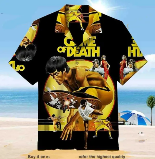 Bruce Lee Hawaiian Shirt 2023, 70s Style Button Shirt