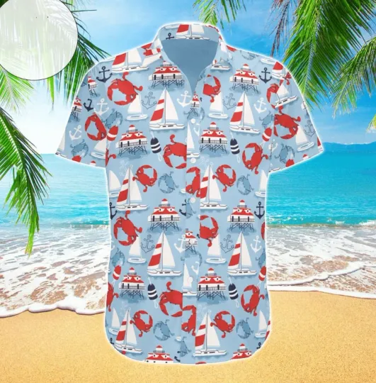 Discover Crab Hawaiian Shirt Men’s Hawaiian Shirt for Crab Lovers