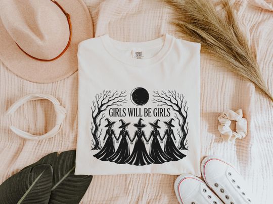 Vintage Girls Will Be Girls Witch Shirt, Funny Witch Vintage Shirt, Vintage Halloween Women Shirt, Witchy Vibes Shirt