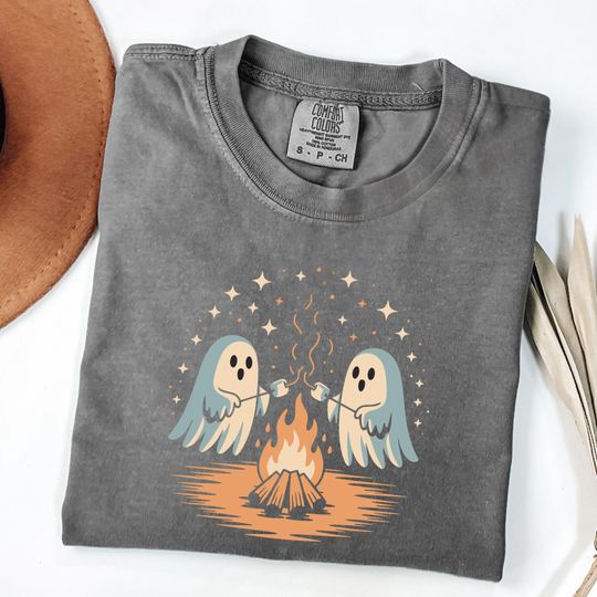 Discover Camping Ghost Summerween Shirt, Spooky Campfire Shirt, Spooky Season Gifts, Cute Ghost Shirt, Halloween Shirt