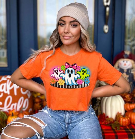 Discover Halloween Ghost Shirt, Cute Boo Ghost Coquette Shirt, Halloween Shirt, Funny Halloween Shirt, Spooky Season Shirt