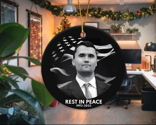 Rest In Peace Charlie Kirk Ceramic Ornament, Memorial Charlie Kirk Ornament
