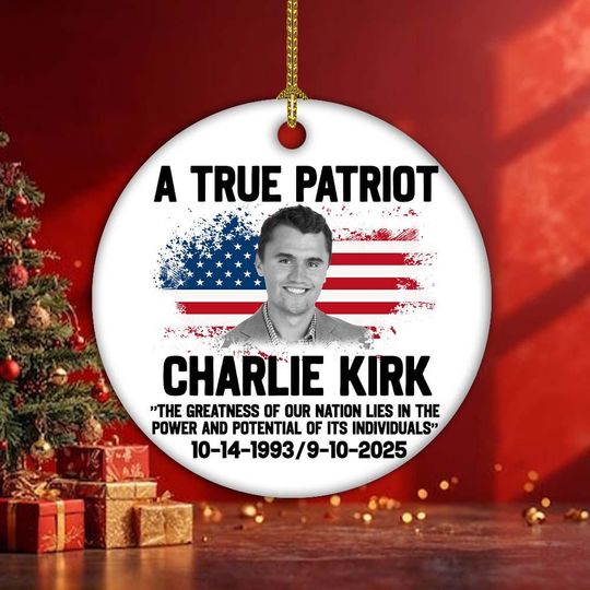 Memorial Charlie Kirk Holiday Ornament, Personalized Keepsake