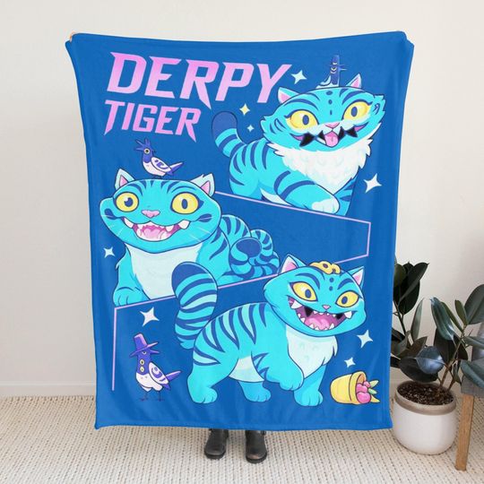 Discover Derpy Tiger Blanket, Kpop Demon Hunter Blanket, Soft Warm Gift for Fans,Teen Girl Room Decor, Kpop Fun Gift,Birthday Gift fot Daughter