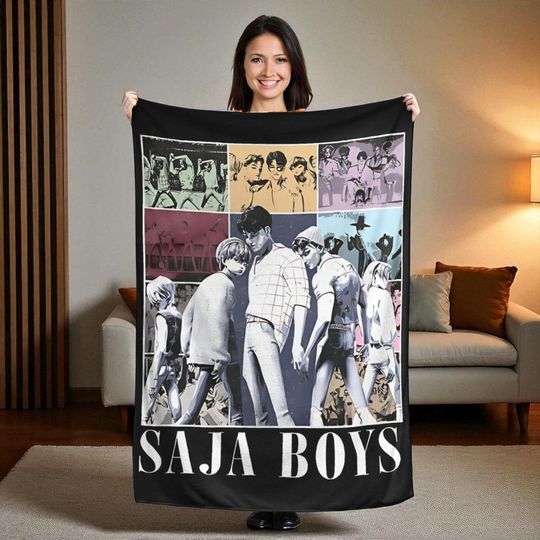 Discover Saja Boys Blanket, Kpop Demon Hunters Fleece, Anime Style Blanket for Kpop Fans, Cool Korean Inspired Blanket, Huntrx Merch