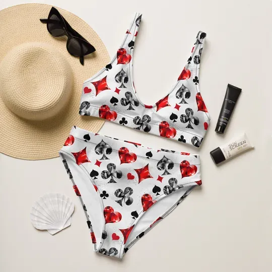 Casino Trip Bikini Set, Poker Swimsuit, Pool Party Swimsuit