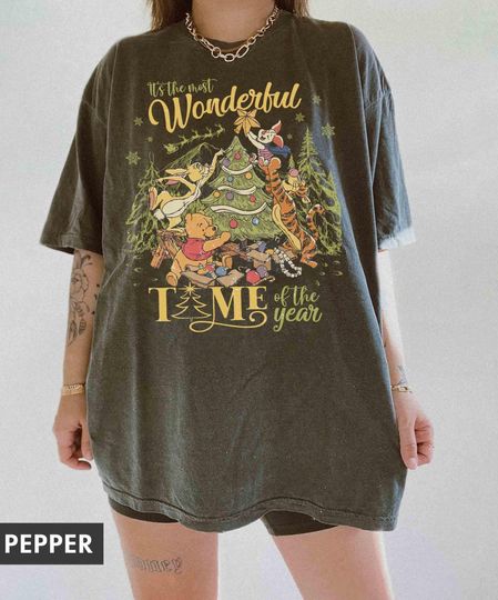 Retro It's The Most Wonderful Time Of The Year Winnie Pooh and Friends Shirt, Winne The Pooh Christmas Shirt, Christmas Gift