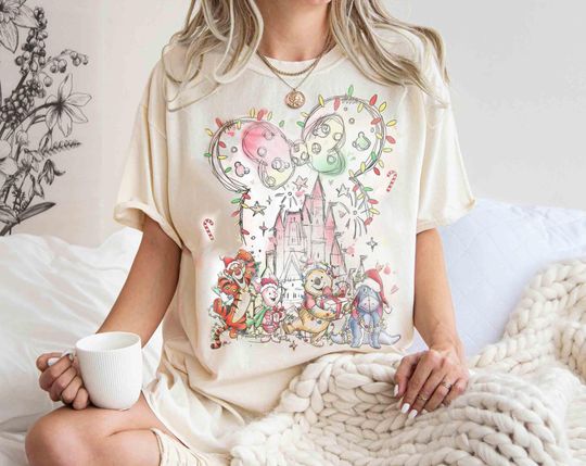 Discover Retro Winnie The Pooh Santa Disney Christmas Shirt, Pooh Bear and Friends Santa Very Merry Christmas Party, Pooh Holiday Family Christmas