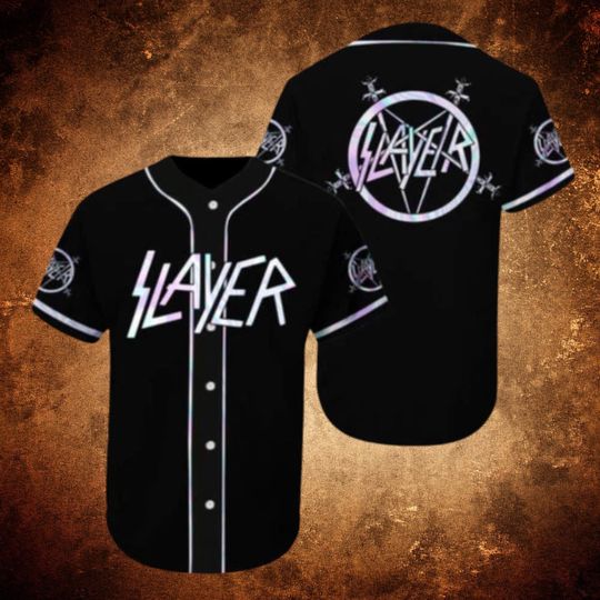 Discover Metal Band Inspired Baseball Jersey  Thrash Logo Aesthetic, Black Button-Up Unisex Fan Shirt