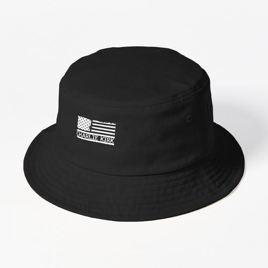 Charlie Kirk Distressed American Flag Patriotic Design Bucket Hat