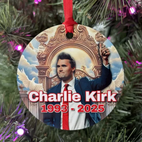 Charlie Kirk Tribute Christmas Ornament – 1993-2025 RIP Keepsake Trump MAGA