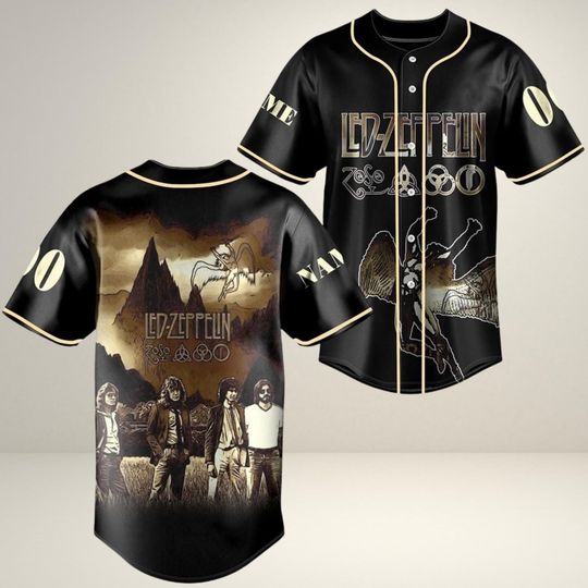 Classic Rock Fan Baseball Jersey  Vintage Angel Graphic, Black/Gold Button-Up Unisex Shirt