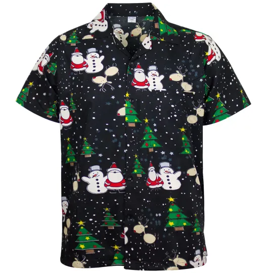Funky Hawaiian Shirt Christmas Buddys Black