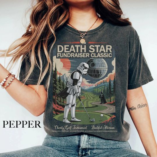 Discover Funny Star Wars Golf Shirt - Death Star Stormtrooper Tee, Starwars Golf Merch, Unique Golf Gift For Him, Disneyworld Shirt, Disneyland Tee