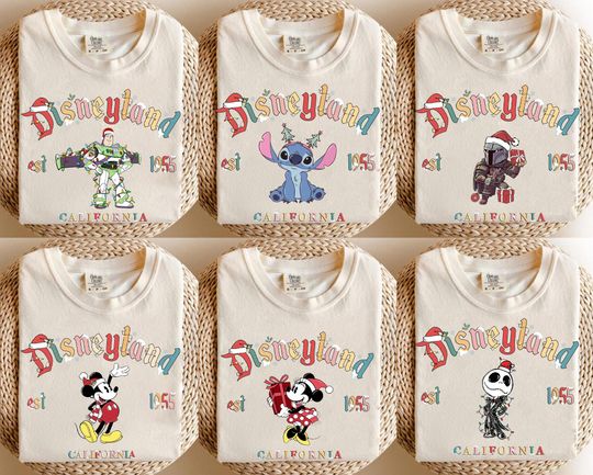 Discover Vintage Disneyland Christmas All Characters Shirt, Mickey And Friends Christmas Shirt, Disney Christmas Family Shirts, Disney Holiday Shirt