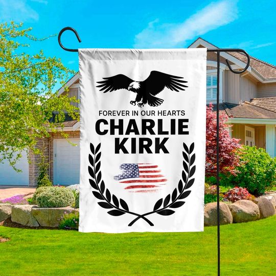 Charlie Kirk Memorial Garden Flag  Patriotic Eagle Wreath Forever in Our Hearts Flag