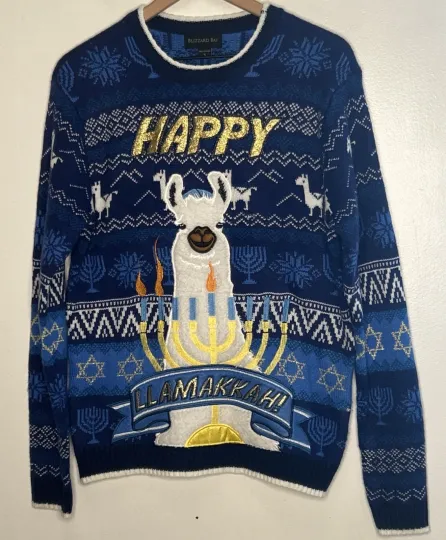 Discover Blizzard Bay Happy Llamakkah Mens Small Ugly Sweater Llama Hanukkah Office Fun!