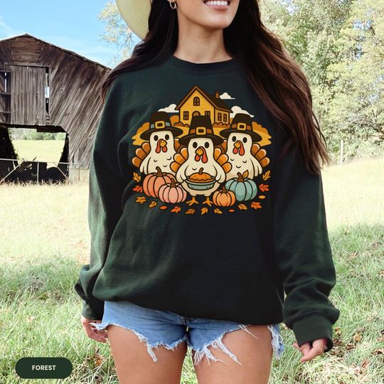 Discover Thanksgiving Chicken Design, Fall Harvest Sweatshirt