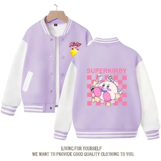 Kawaii Kirby Baseball Jacket for Anime Fans