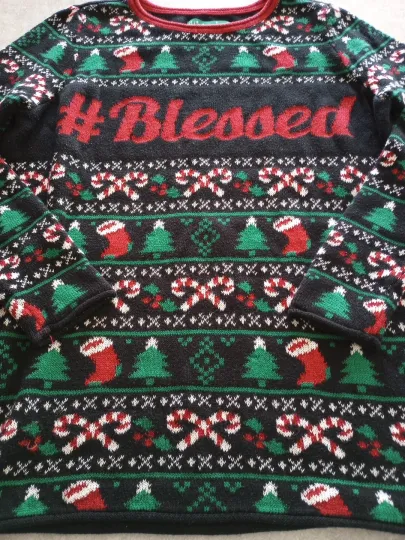 Discover Ugly Christmas Sweater #Blessed Size XL by Ugly Christmas Sweater