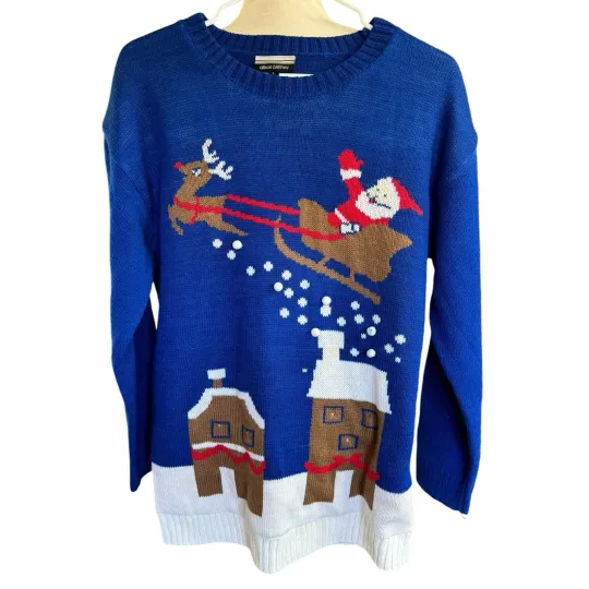 Allison Brittney Ugly Christmas Sweater Santa Lights Up Y2K Holidaycore Large