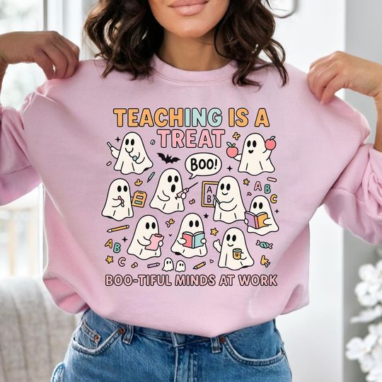 Discover Halloween Teacher Sweatshirt, Teaching Is A Treat Ghost Shirt