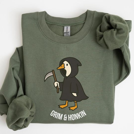 Discover Grim Goose Sweatshirt, Funny Grim Reaper Duck Shirt, Honkin Halloween Hoodie
