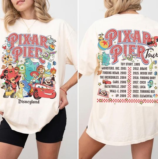Vintage Pixar Pier Disneyland Shirt, Disneyland Pixar Shirt, Meet me at Pixar Pier Disney Pixar Characters, Disneyland Trip Shirt