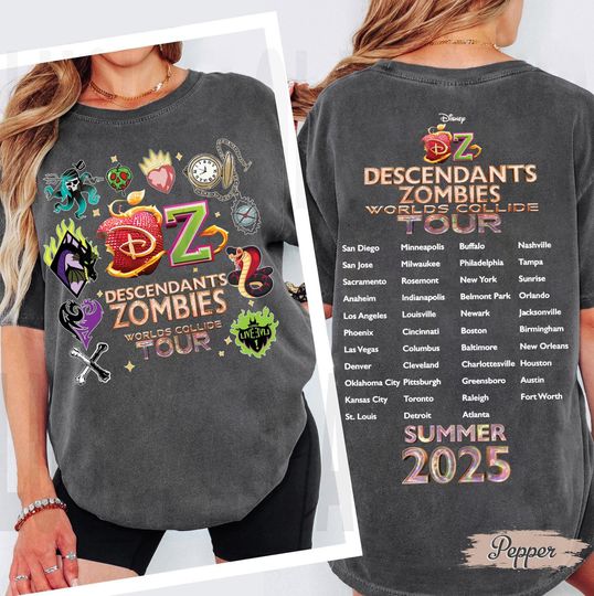 Descendants Zombies World Tour 2 Sided Shirt, Disney Zombies 4 Girls Shirt, Zombies Skye Shirt, Epcot Summer Music Festival Outfits