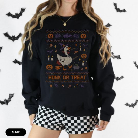 Discover Ugly Halloween Sweatshirt Goose Honk or Treat Shirt