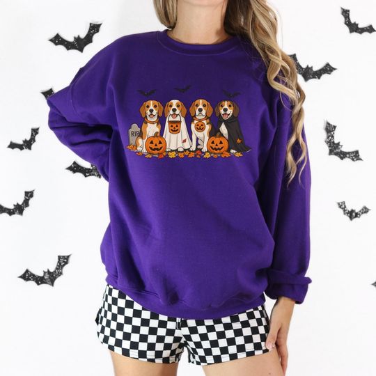Discover Beagle Halloween Shirt, Spooky Beagle Witch Sweatshirt