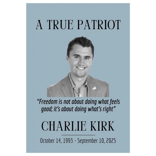 Charlie Kirk Tribute Poster – Freedom & Inspiration Design