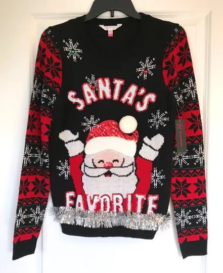Discover NOBO Women's 'Ugly' Christmas Sweater 3D "Santa's Favorite" Size SMALL 3/5, NEW!