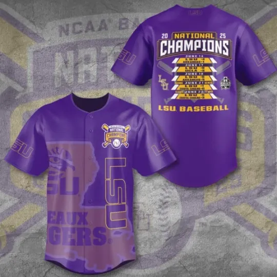 YC LSU Tigers Baseball Jersey NCAA 2025 National Champions
