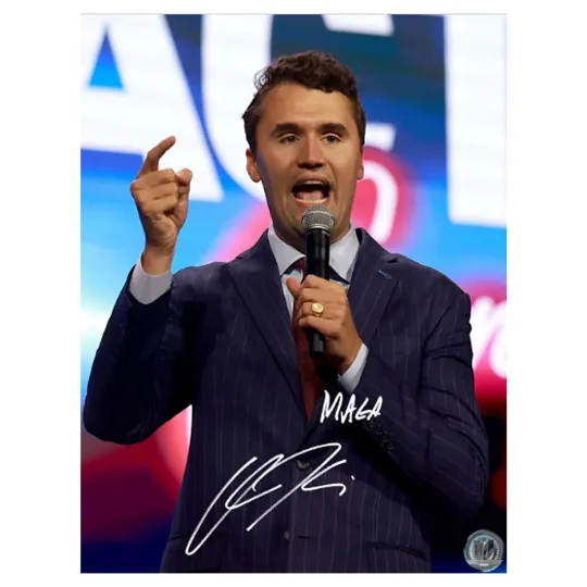 Discover Charlie Kirk Autographed Photo – Signature Reprint Print