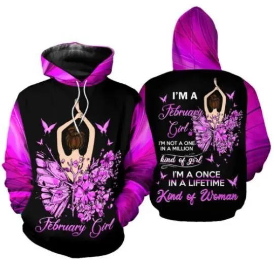 Discover February Girl All Over Print For Men & Women Colorful 3D HOODIE Christmas Gift