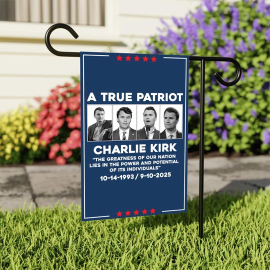 Justice for Charlie Garden Flag, A True Patriot Charlie Kirk Yard Flag, Charlie Kirk Is My Hero Outdoor Flag, Charlie Kirk Freedom Flag