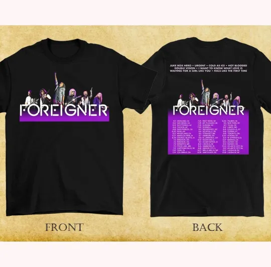 Discover Foreigner Band 2025 World Tour T-Shirt