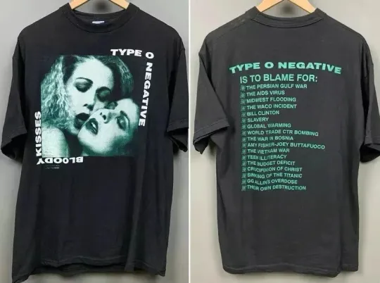Type O Negative 1993 Bloody Kisses Vintage Band Tour T-Shirt
